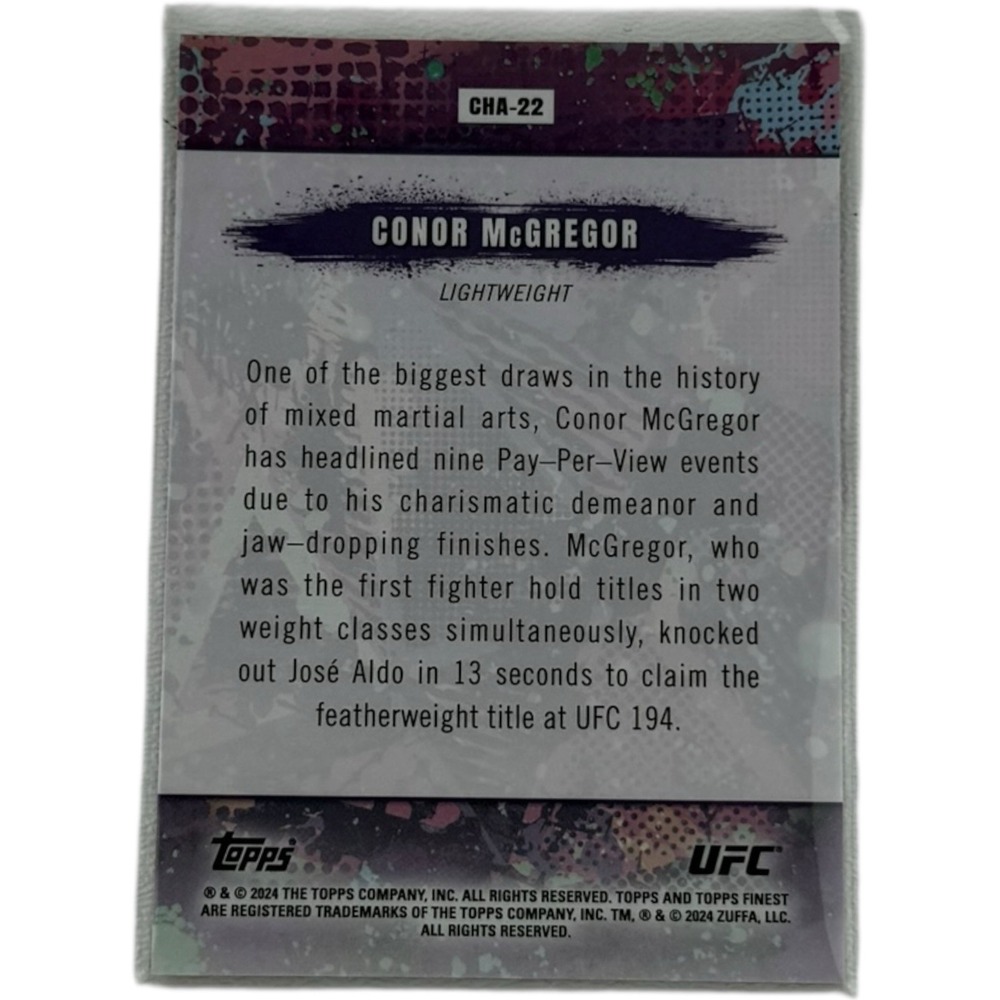 2024 Topps Finest UFC Conor McGregor RARE Chaos Refractor 57/75 No. CHA-22‎ - Picture 2 of 3